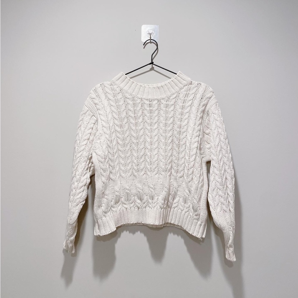Vintage Cropped Cream Chunky Knit Forenza Sweater 🤍